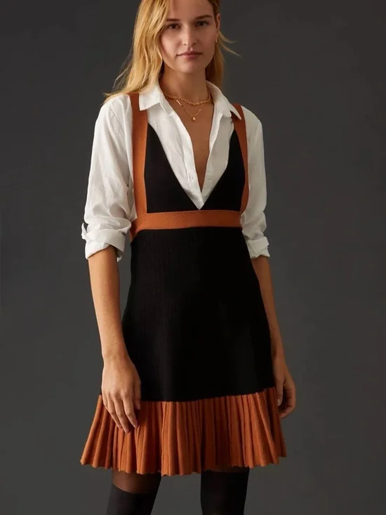 Anthropologie Pleated Knit Suspender Dress - Picture 4 of 8